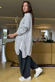 Made in Italy Big Softie Super Slant Knit Top Light Grey Marl